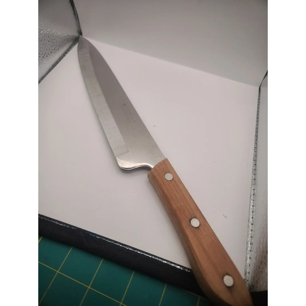 Vintage Rogers Co Stainless Steel Chef Knife Wood Handle‎ Japan Full Tang 8